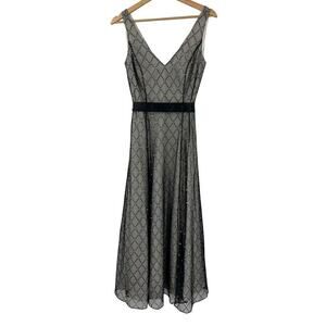 Papell Boutique Y2K Vintage Glitter Sparkle V-neck Dress Sz 4